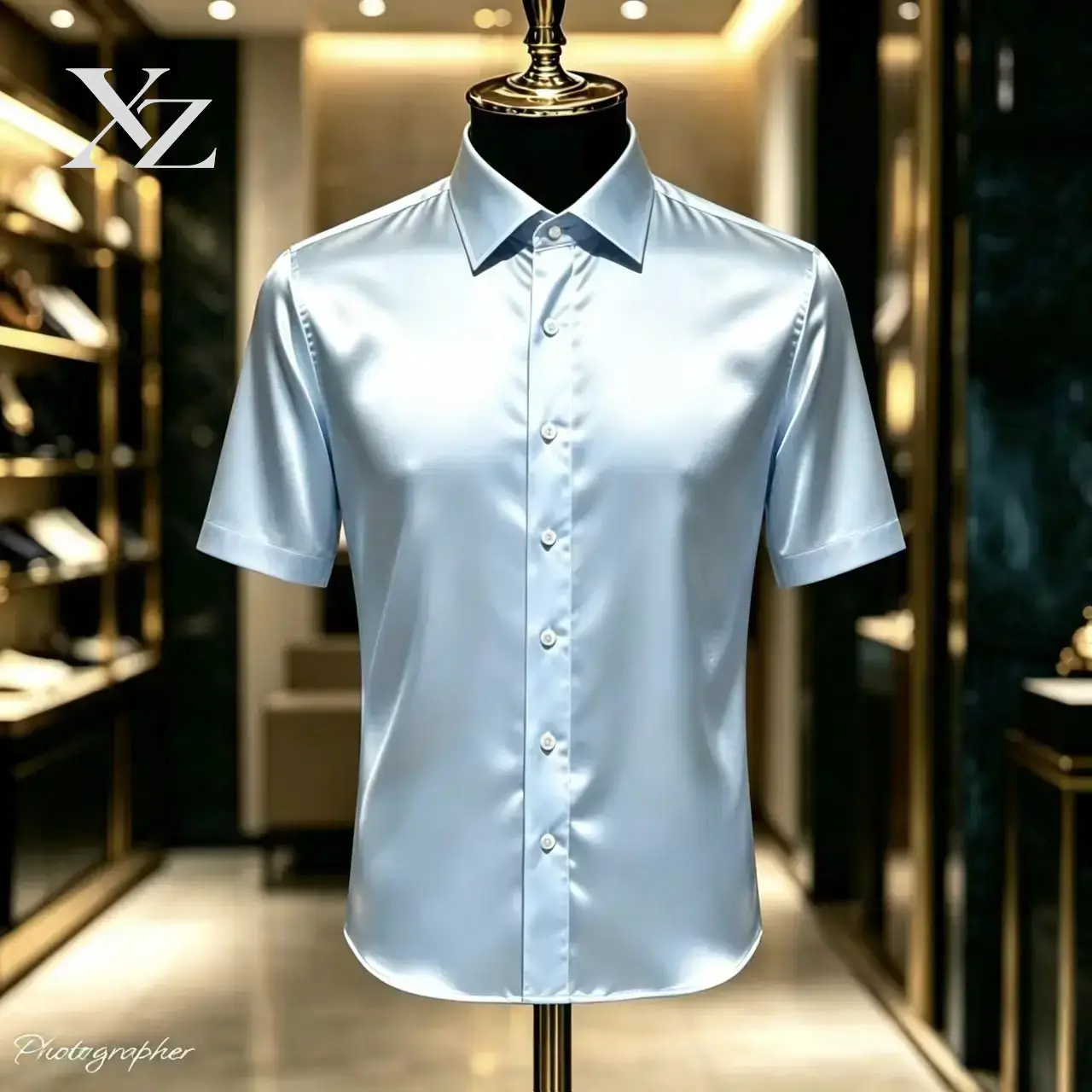 Mens Satin Silk Dress Shirt - Premium Men's Solid Color Satin Short-Sleeved