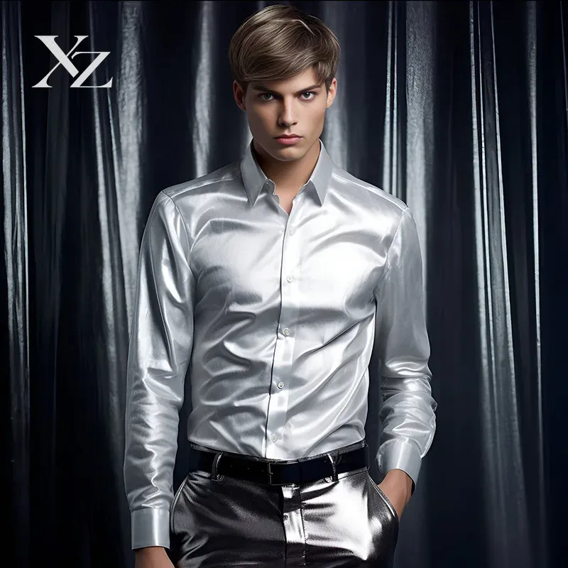 Men's Satin Silk-Like Shiny Sm - đánh giá và giá Mens Satin Silk Dress Shirt