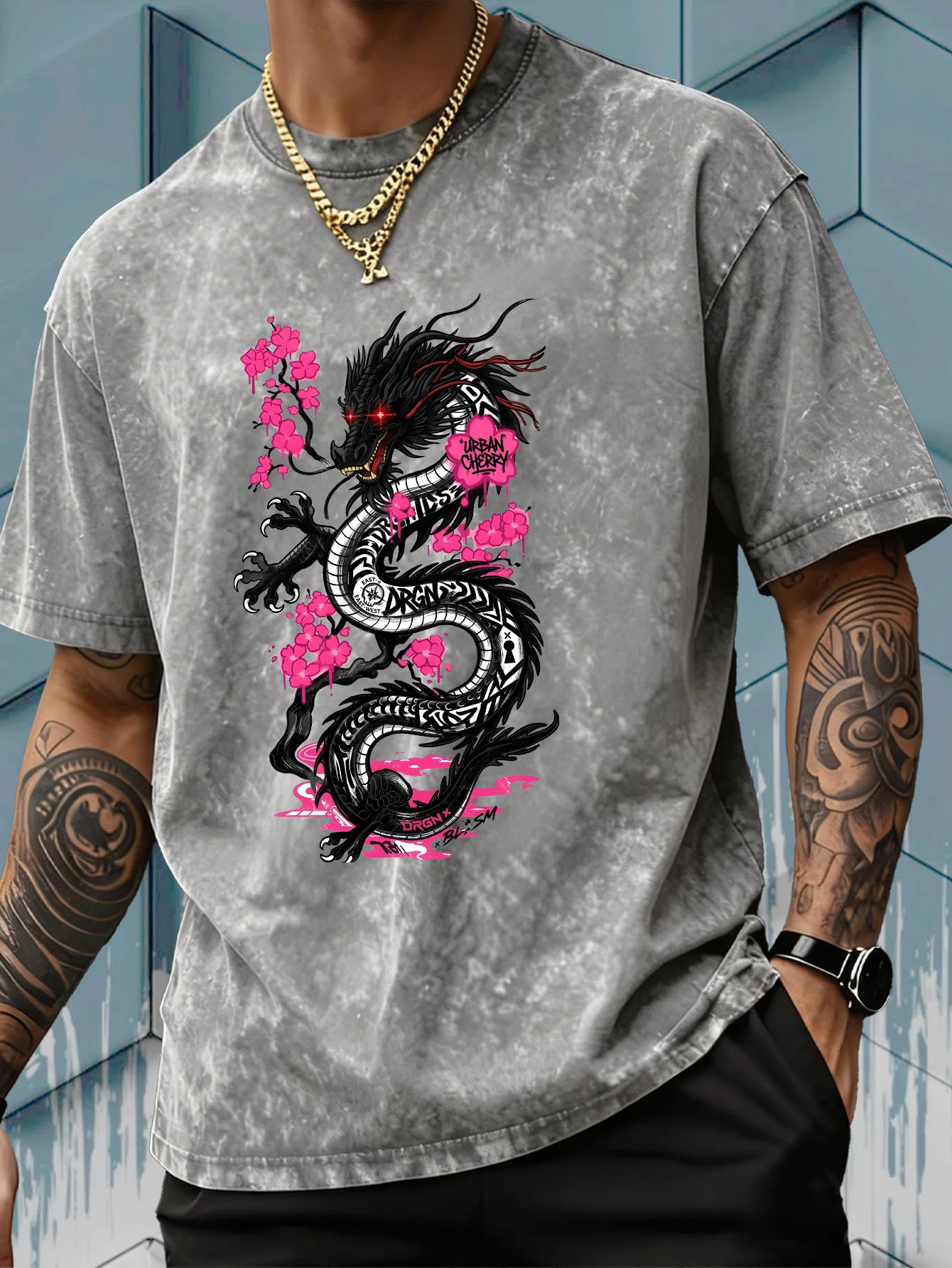 Men's Black Cherry Blossom Dra - đánh giá và giá Acid Wash Vintage Graphic T Shirt