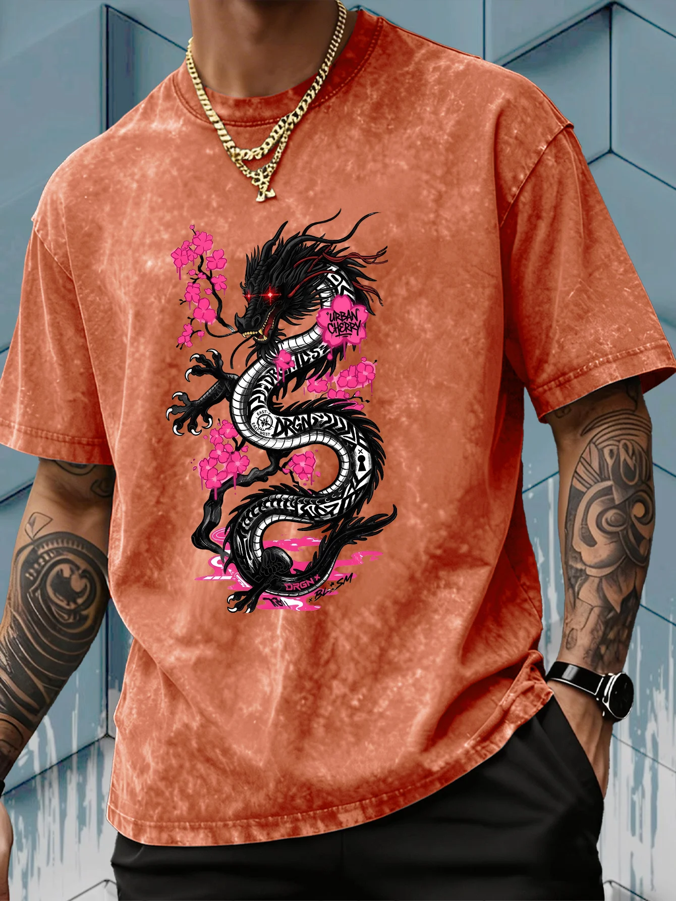 Men's Black Cherry Blossom Dra - đánh giá và giá Acid Wash Vintage Graphic T Shirt